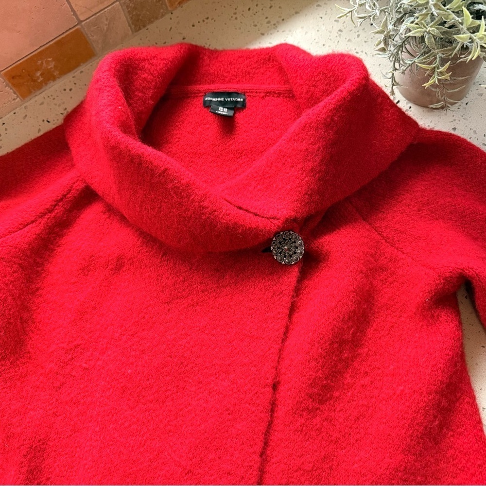 Adrienne Vittadini Vibrant Red Cowl Neck Sweater jacket XS